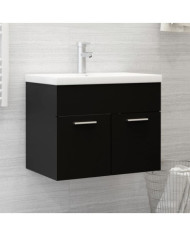 Armoire d'évier avec lavabo intégré Noir Aggloméré | Mobilier & Déco