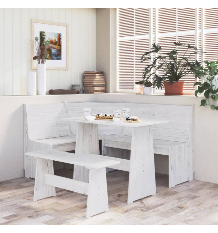 Ensemble à manger REINE 3 pcs blanc bois de pin massif | Mobilier & Déco