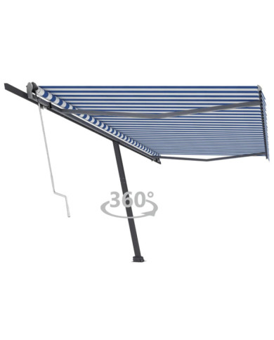 Auvent automatique sur pied 500x300 cm Bleu/Blanc | Mobilier & Déco