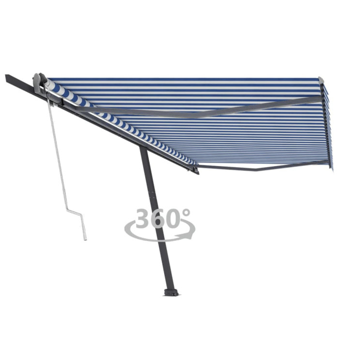 Auvent automatique sur pied 500x300 cm Bleu/Blanc | Mobilier & Déco