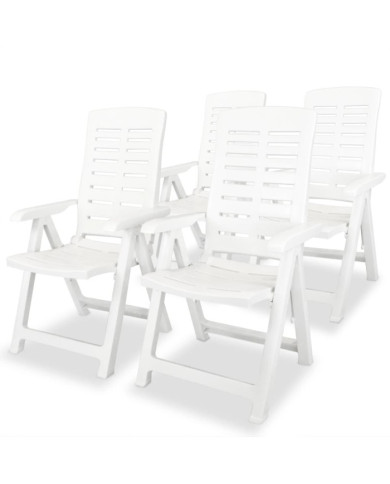 Chaises inclinables de jardin lot de 4 Plastique Blanc | Mobilier & Déco
