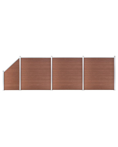 Ensemble de clôture WPC 3 Carré + 1 Incliné 619 x 186 cm Marron | Mobilier & Déco