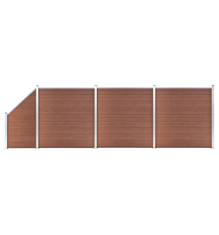 Ensemble de clôture WPC 3 Carré + 1 Incliné 619 x 186 cm Marron | Mobilier & Déco