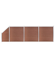 Ensemble de clôture WPC 3 Carré + 1 Incliné 619 x 186 cm Marron | Mobilier & Déco