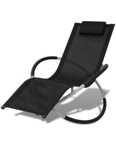 Chaise longue géométrique d'extérieur Acier Noir et gris | Mobilier & Déco