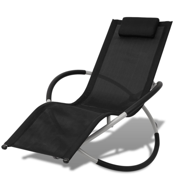 Chaise longue géométrique d'extérieur Acier Noir et gris | Mobilier & Déco