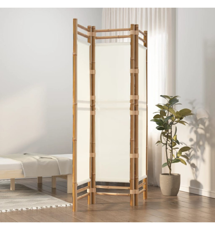 Cloison de séparation pliante 3 panneaux 120 cm Bambou et toile | Mobilier & Déco