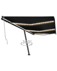 Auvent automatique capteur de vent et LED 600x350 cm Anthracite | Mobilier & Déco