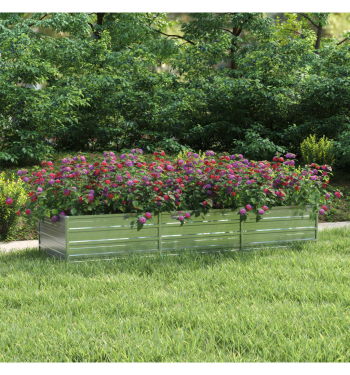 Lit surélevé de jardin 240x80x45 cm Acier galvanisé Argenté | Mobilier & Déco