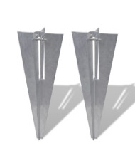 Piquets de poteau de clôture 2 pcs acier | Mobilier & Déco
