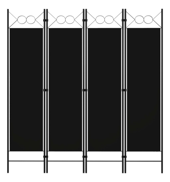 Cloison de séparation 4 panneaux Noir 160 x 180 cm | Mobilier & Déco