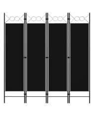 Cloison de séparation 4 panneaux Noir 160 x 180 cm | Mobilier & Déco