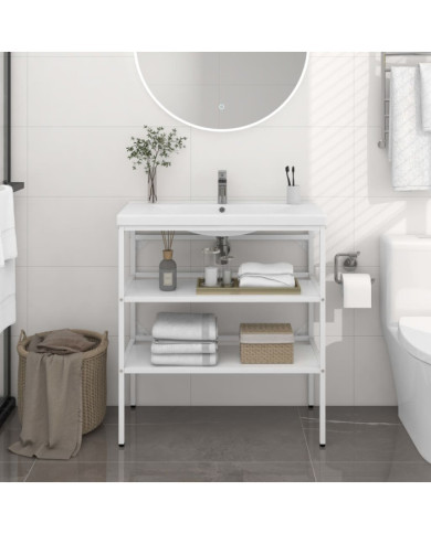Cadre de lavabo de salle de bain Blanc 79x38x83 cm Fer | Mobilier & Déco