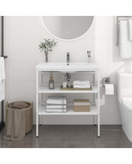 Cadre de lavabo de salle de bain Blanc 79x38x83 cm Fer | Mobilier & Déco