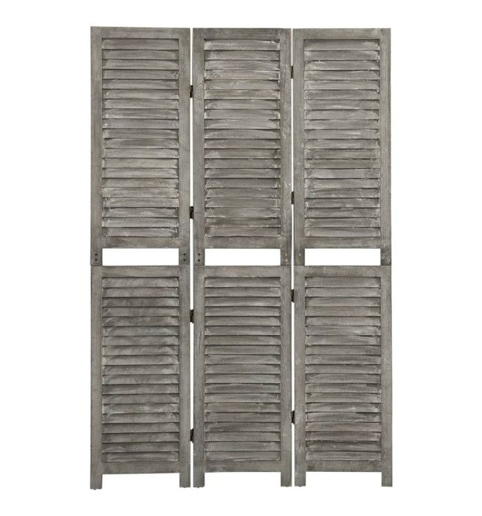 Cloison de séparation 3 panneaux Gris 106,5x166 cm Bois solide | Mobilier & Déco