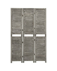 Cloison de séparation 3 panneaux Gris 106,5x166 cm Bois solide | Mobilier & Déco
