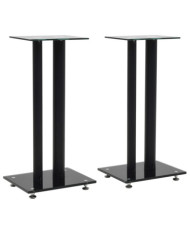 Support haut-parleur 2pc Verre trempé Design 2 colonnes Noir | Mobilier & Déco