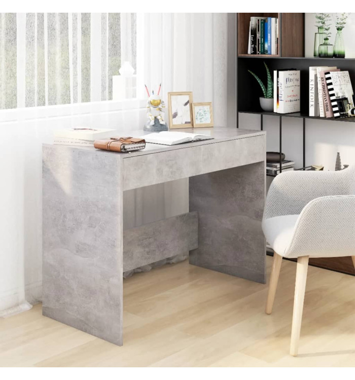 Bureau gris béton 101x50x76,5 cm bois d'ingénierie | Mobilier & Déco