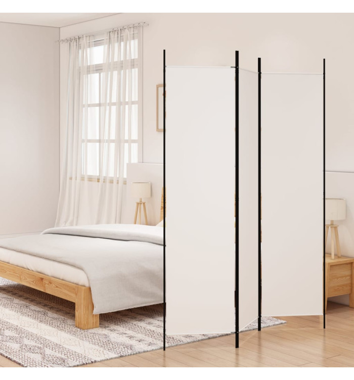 Cloison de séparation 3 panneaux Blanc 150x200 cm Tissu | Mobilier & Déco