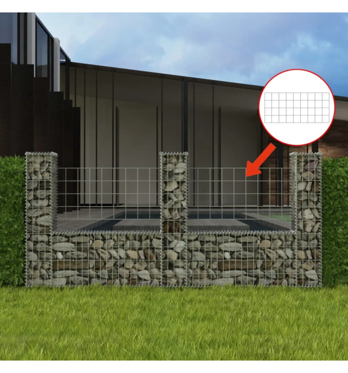 Panier de gabion en forme de U Acier galvanisé 240x20x100 cm | Mobilier & Déco
