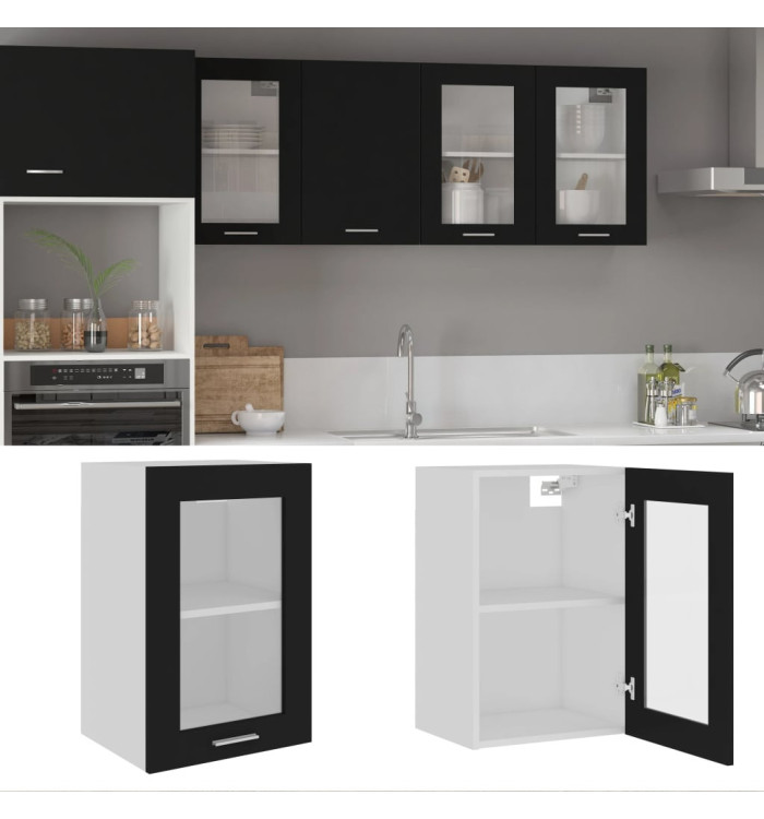 Armoire en verre suspendue "Lyon" Noir 40x31x60 cm | Mobilier & Déco