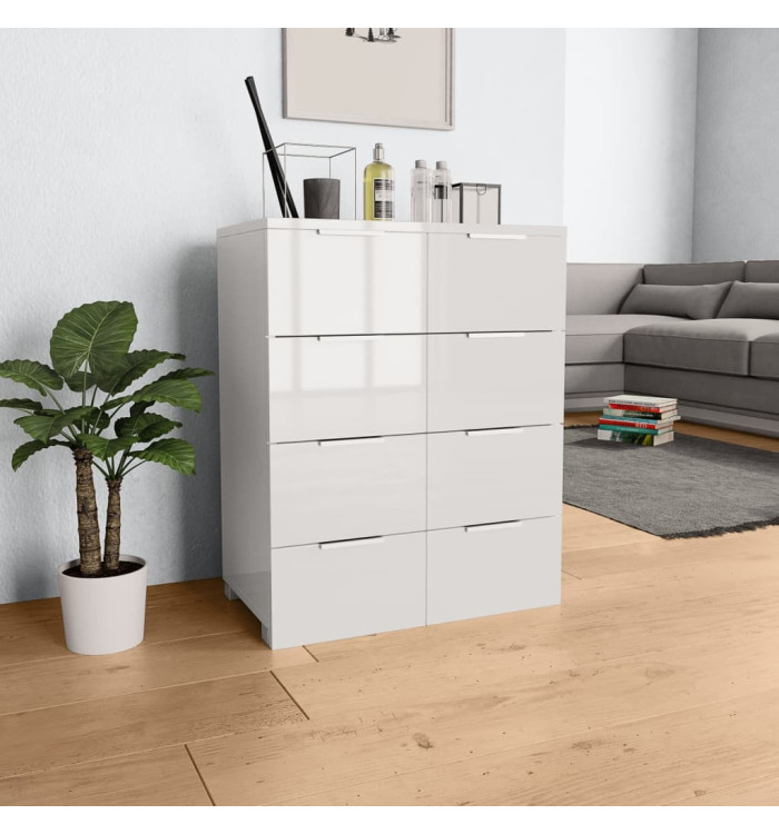 Buffet Blanc brillant 60x35x80 cm Bois d'ingénierie | Mobilier & Déco