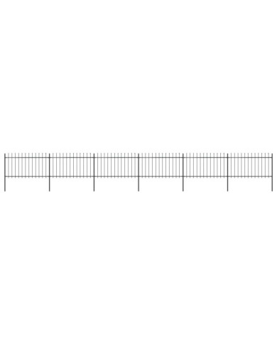 Clôture de jardin avec dessus en lance Acier 10,2 x 1 m Noir | Mobilier & Déco