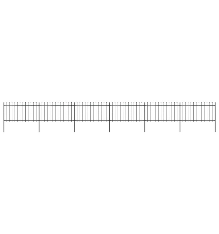 Clôture de jardin avec dessus en lance Acier 10,2 x 1 m Noir | Mobilier & Déco
