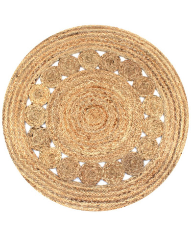 Tapis Jute design tressé 90 cm rond | Mobilier & Déco