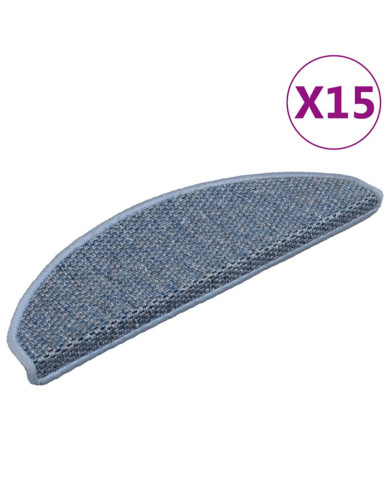 Tapis d'escalier autocollants 15 pcs 65x21x4 cm Bleu | Mobilier & Déco