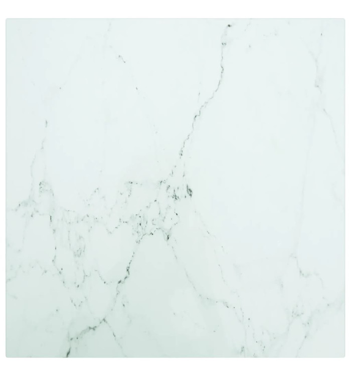 Dessus de table blanc 40x40 cm 6 mm verre trempé design marbre | Mobilier & Déco