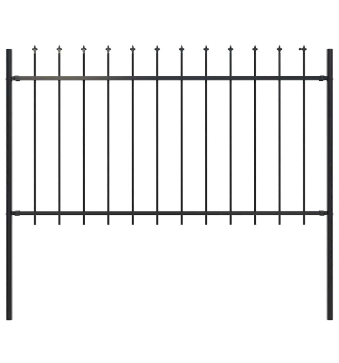 Clôture de jardin avec dessus en lance Acier 1,8 m Noir | Mobilier & Déco