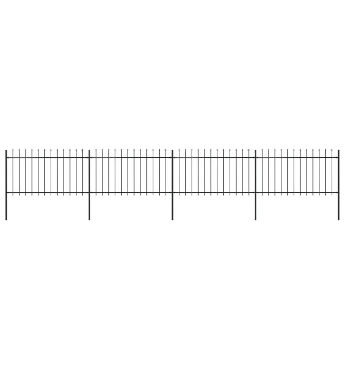 Clôture de jardin avec dessus en lance Acier 6,8 x 1 m Noir | Mobilier & Déco