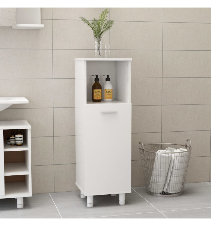 Armoire de salle de bain Blanc brillant Bois d’ingénierie | Mobilier & Déco