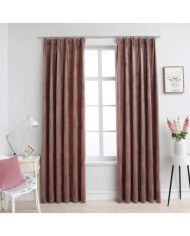 Rideau occultant et crochet 2pcs Velours Rose antique 140x225cm | Mobilier & Déco