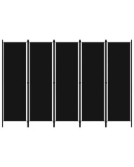 Cloison de séparation 5 panneaux Noir 250x180 cm | Mobilier & Déco