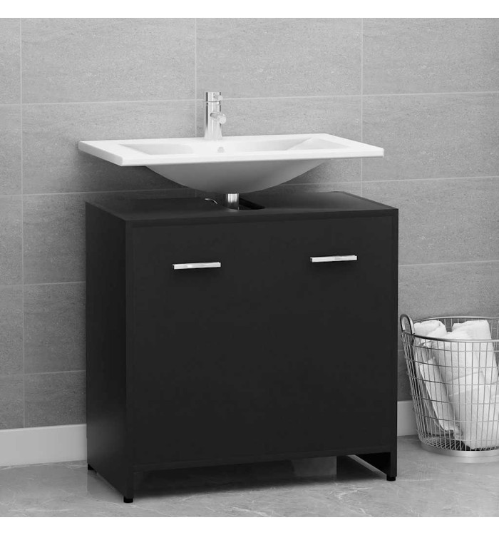 Armoire de salle de bain noir 60x33x61 cm Bois d'ingénierie | Mobilier & Déco