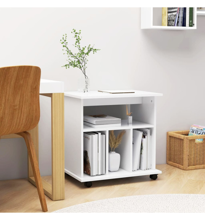 Armoire à roulettes Blanc 60x45x60 cm Bois d’ingénierie | Mobilier & Déco