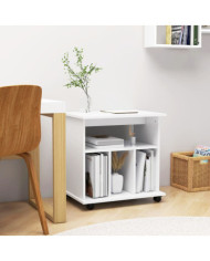 Armoire à roulettes Blanc 60x45x60 cm Bois d’ingénierie | Mobilier & Déco