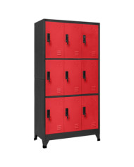 Armoire à casiers Anthracite et rouge 90x45x180 cm Acier | Mobilier & Déco