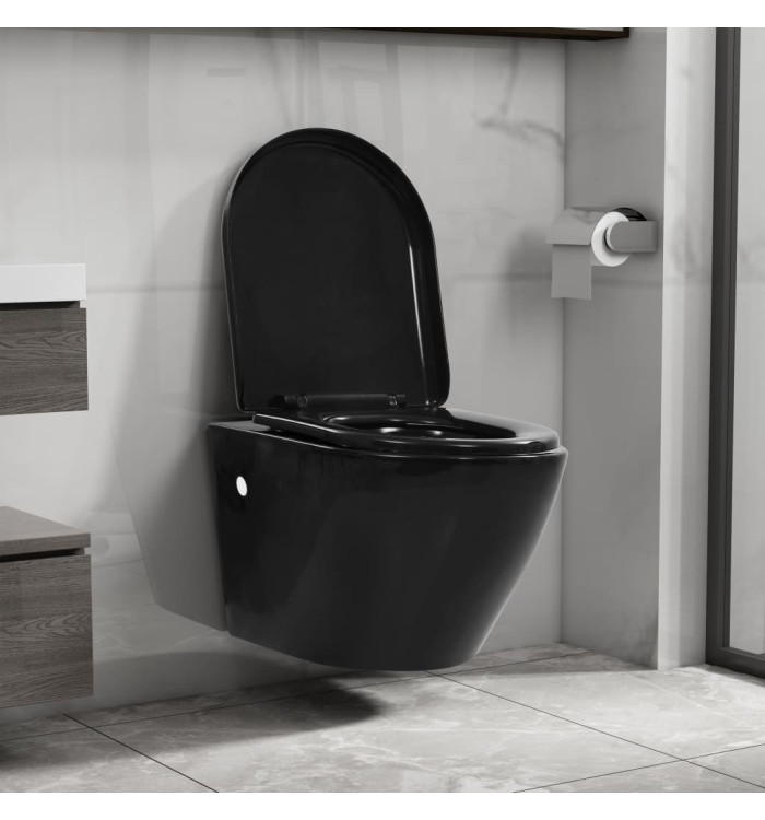 Toilette suspendue au mur sans rebord Céramique Noir | Mobilier & Déco