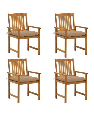 Chaises de jardin avec coussins lot de 4 Bois d'acacia massif | Mobilier & Déco
