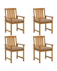 Chaises de jardin avec coussins lot de 4 Bois d'acacia massif | Mobilier & Déco