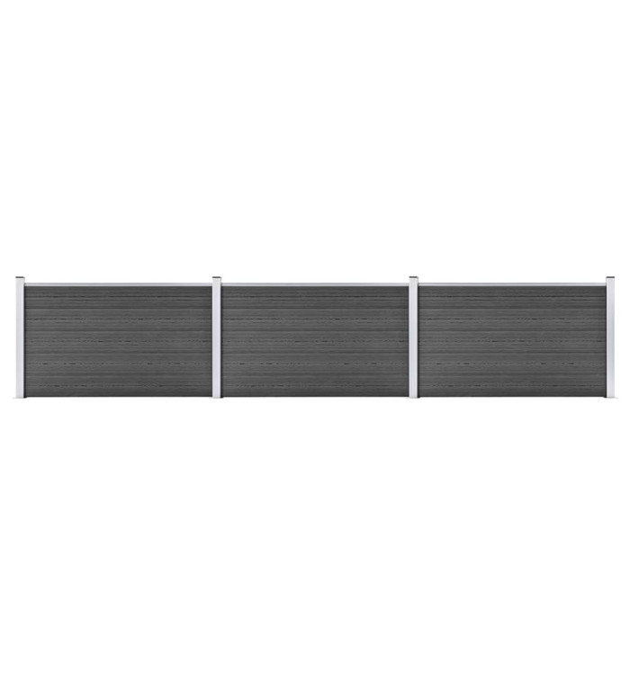 Ensemble de panneau de clôture WPC 526x105 cm Noir | Mobilier & Déco