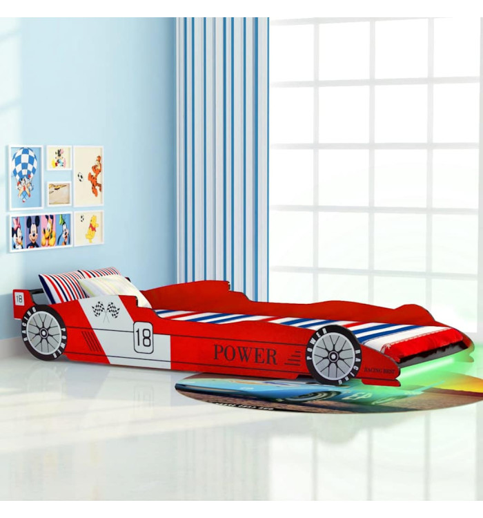Lit voiture de course pour enfants avec LED 90 x 200 cm Rouge | Mobilier & Déco