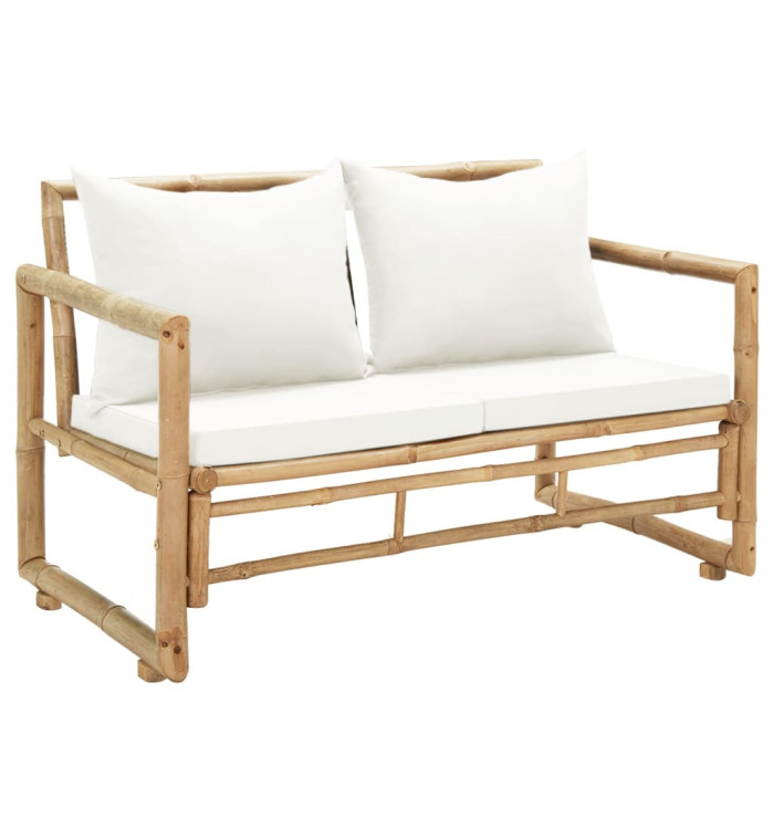 Canapé de jardin à 2 places avec coussins Bambou | Mobilier & Déco