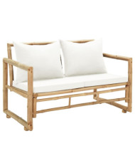 Canapé de jardin à 2 places avec coussins Bambou | Mobilier & Déco