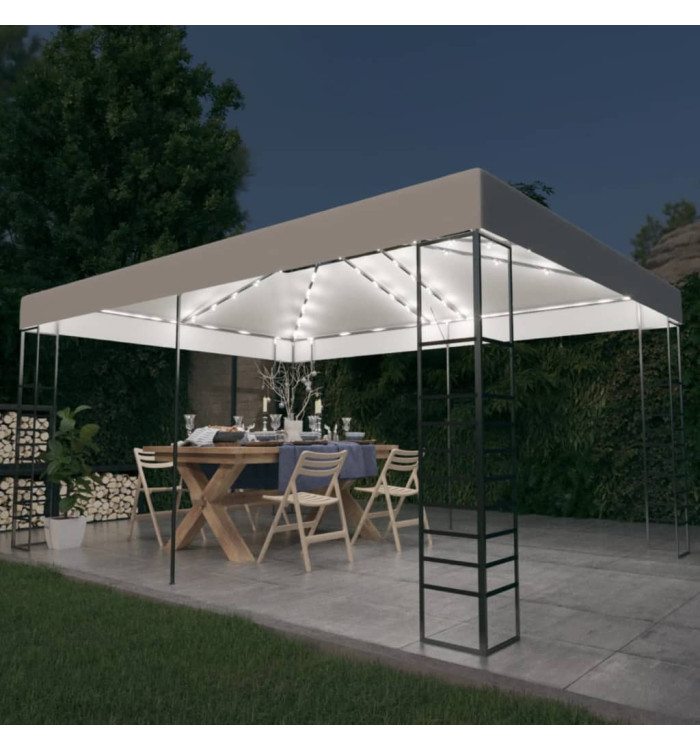 Tonnelle avec guirlande lumineuse à LED 4x3x2,7 m Blanc | Mobilier & Déco