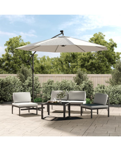 Parasol avec éclairage LED 300cm Poteau en métal Sable | Mobilier & Déco