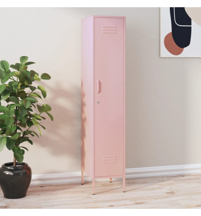 Armoire à casiers Rose 35x46x180 cm Acier | Mobilier & Déco